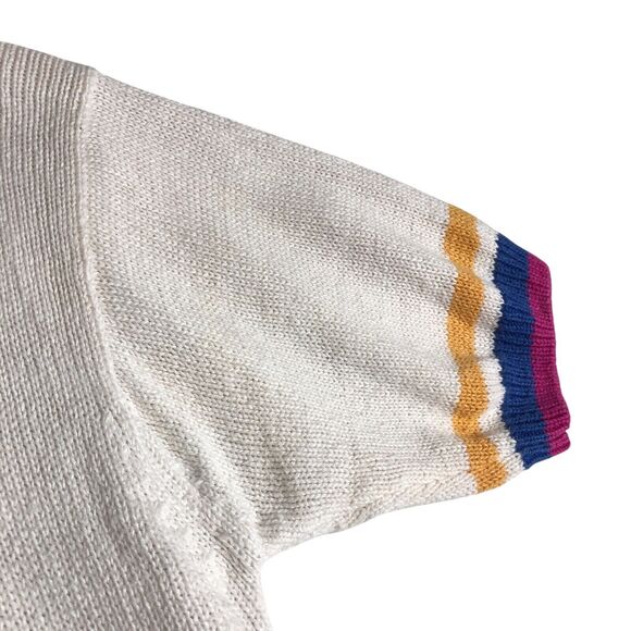 Vintage Levis Sweater Womens Small Floral Oversized Knit Short Sleeve 80s 90s - Picture 5 of 13